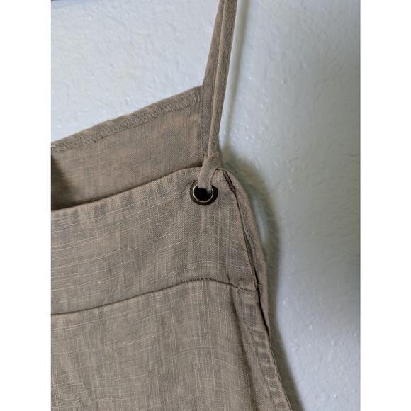 NWT Zenana Linen Blend Knot Brown Beige Overall Romper Shorts Women M Beachy - Picture 4 of 14